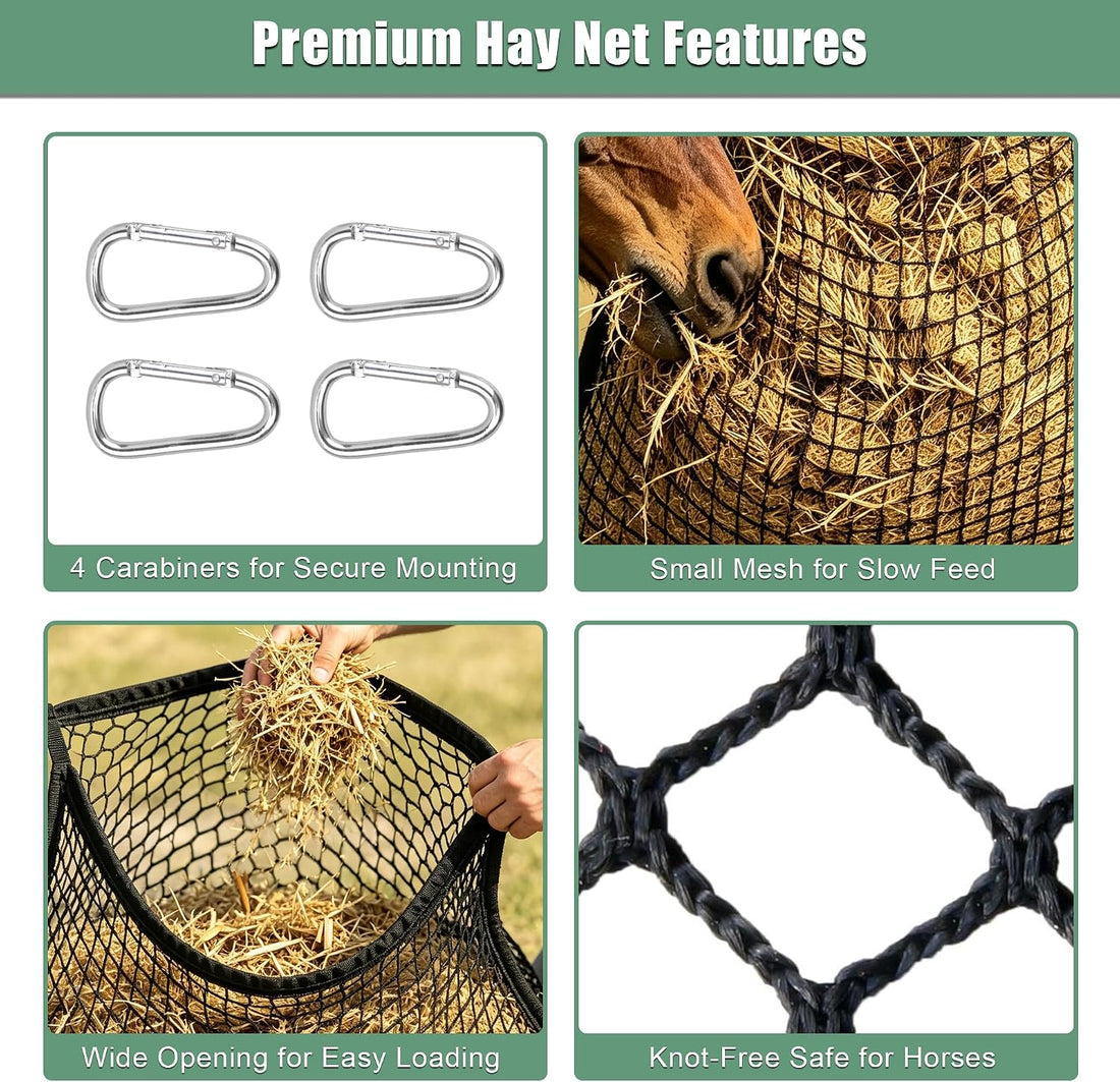 2pcs Slow Feed Hay Nets for Horses, Hay Bags for Horse 35×31 Inch
