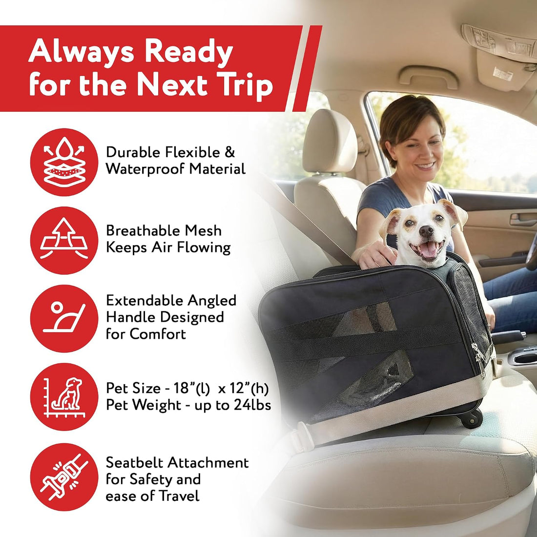 dbest products Rolling Pet Carrier with Wheels Airline Approved