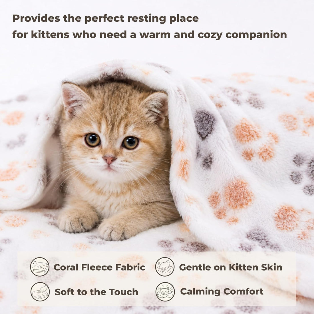 1 Pack 4 Kitten Blankets for Indoor Kittens