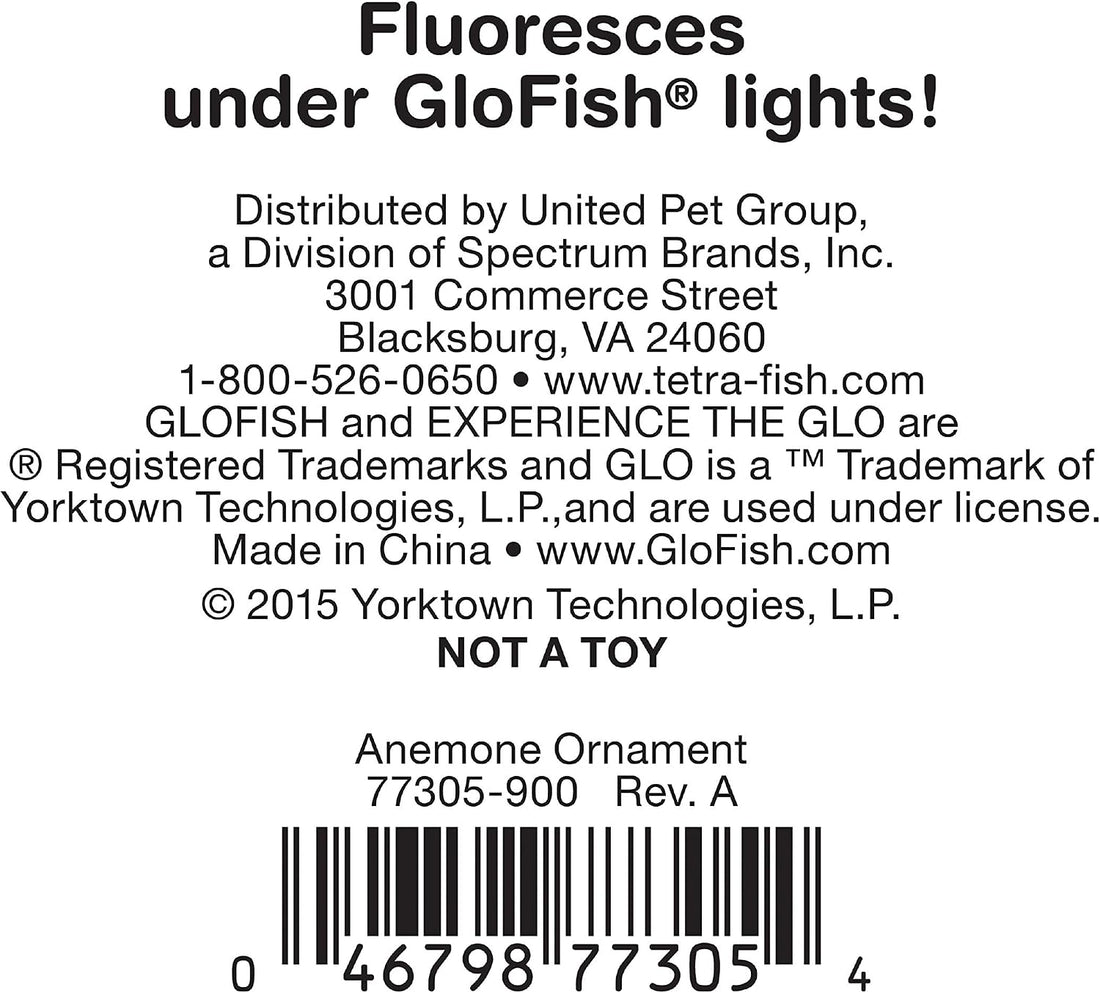 GloFish Yellow Anemone Ornament, Glowing Aquarium Décor