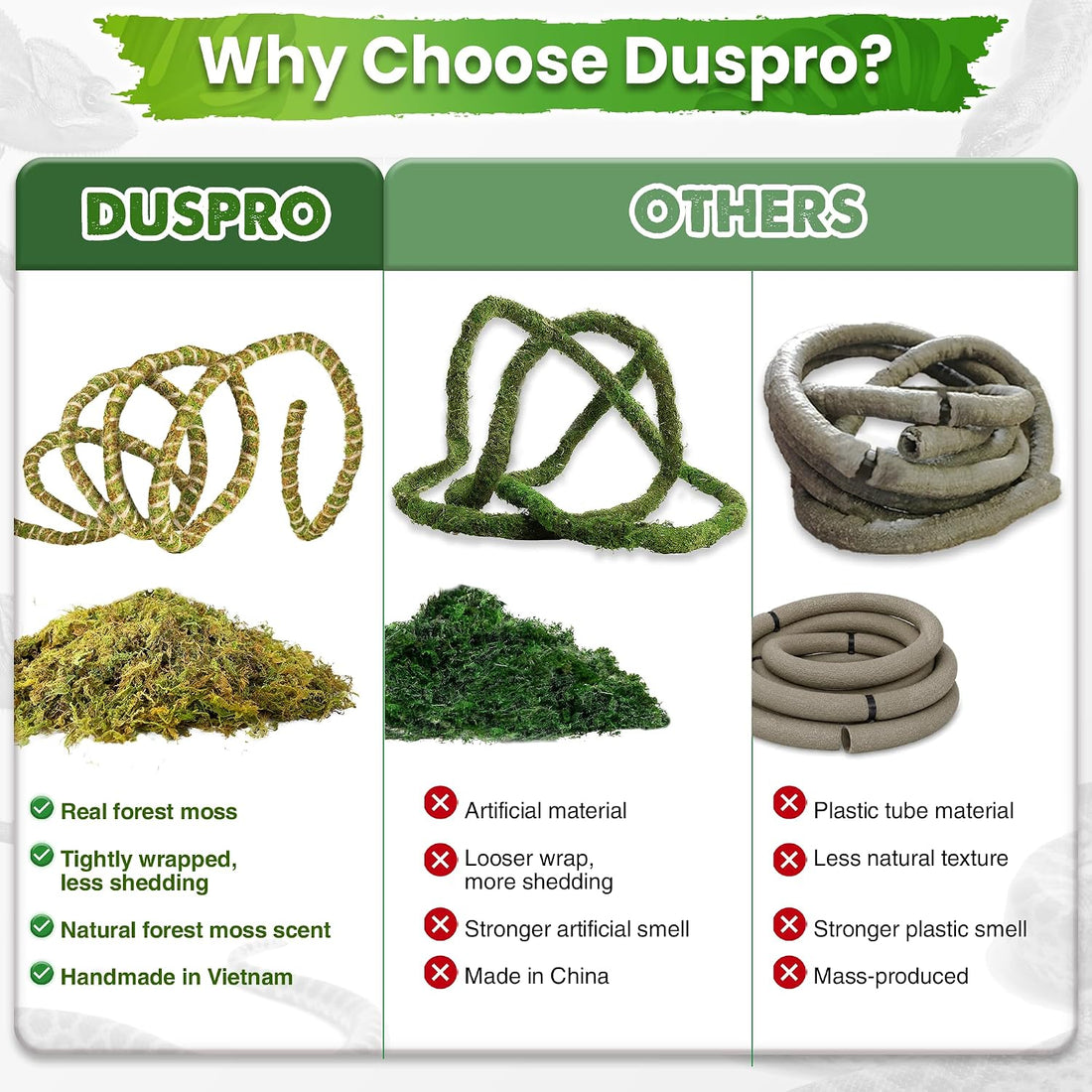 Duspro 10FT Reptile Vines for Climbing, Bendable Branch for Reptile