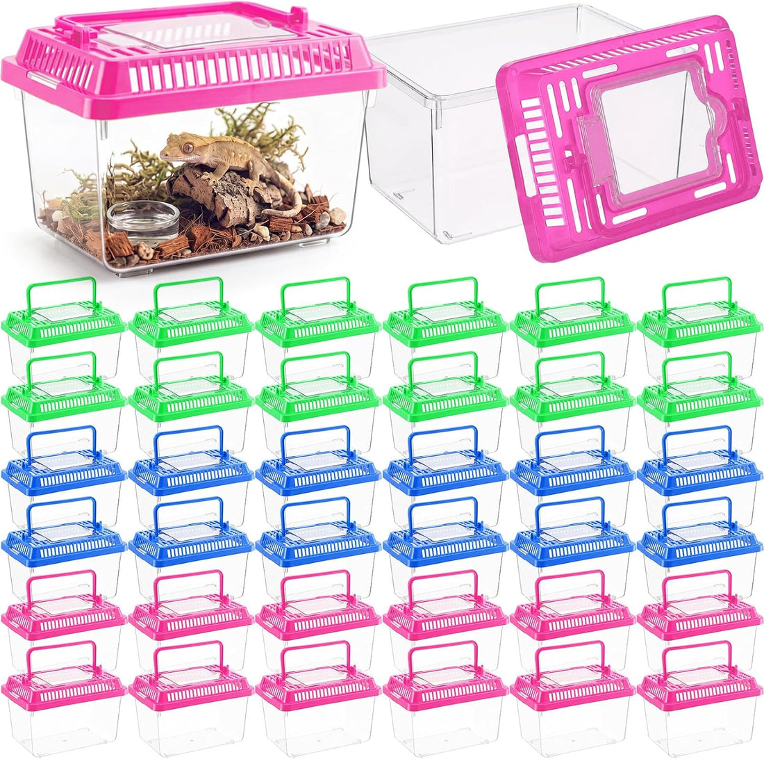 LemonRoad 15 Pcs Plastic Reptile Terrarium Carrier Cage