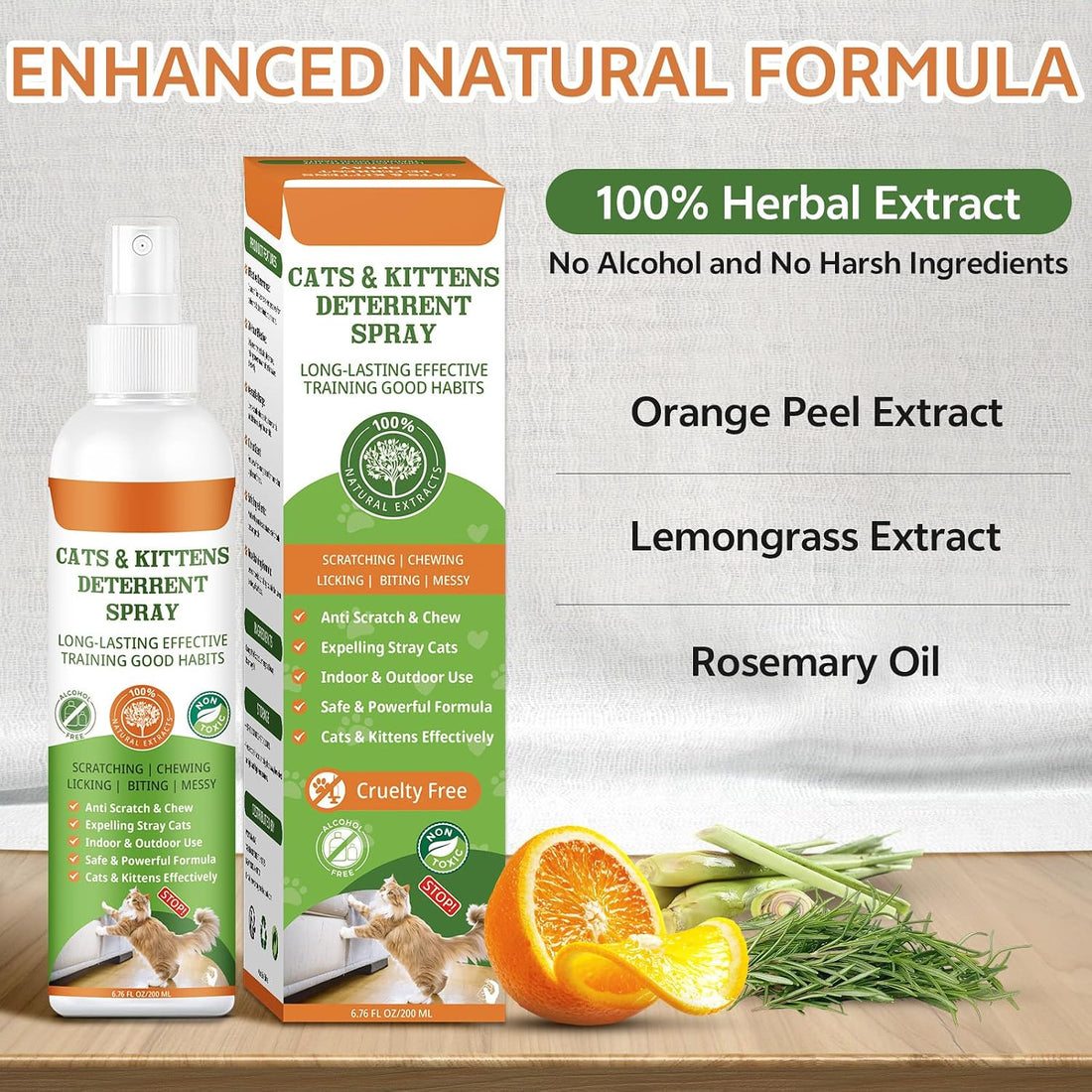 Cat Deterrent Spray, Natural No Scratch Spray for Cats, 6.76 OZ