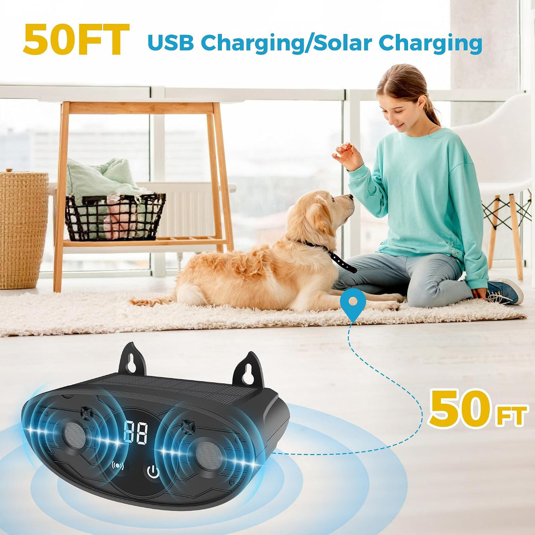 Solar Ultrasonic Bark Deterrent Device for Dogs