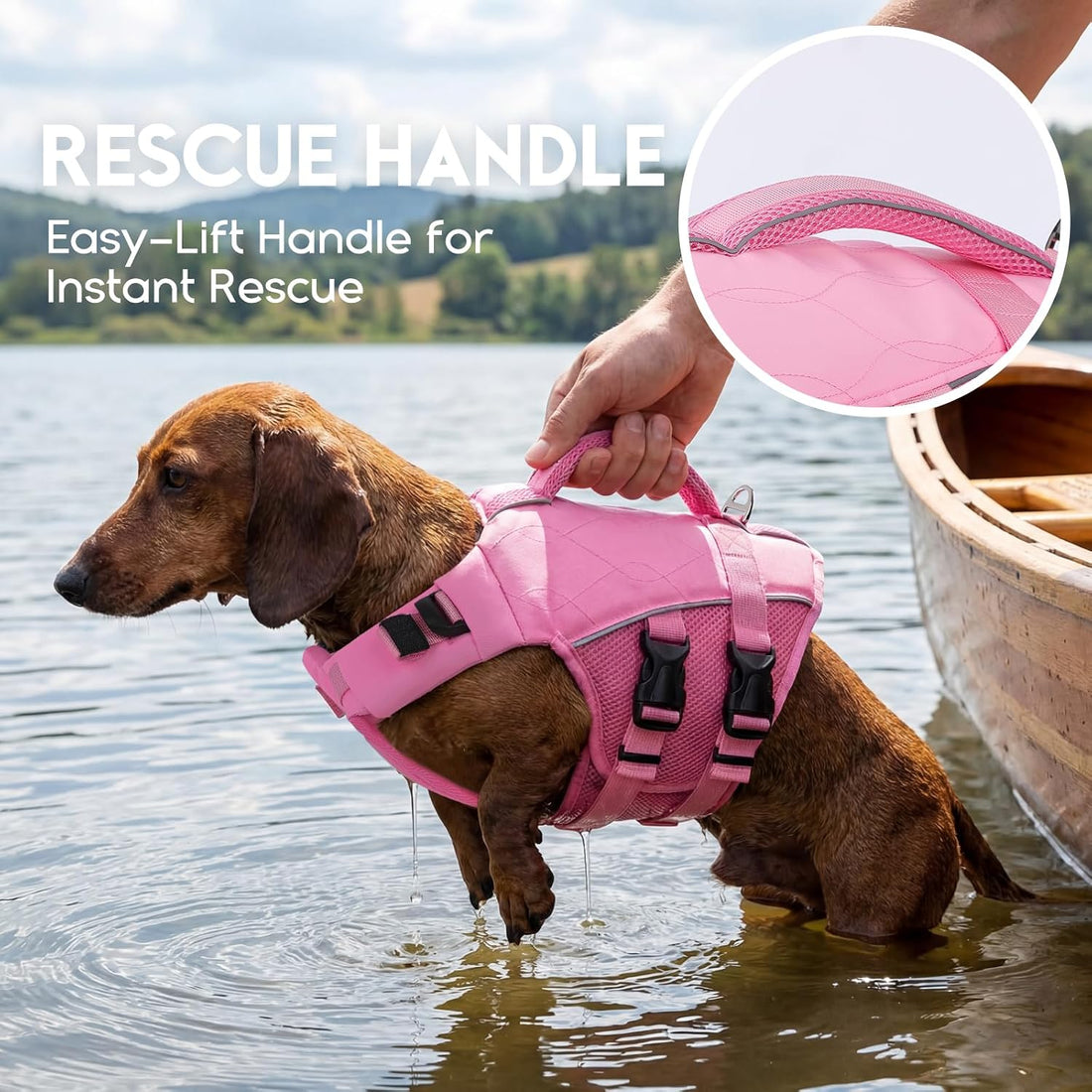 ASENKU Dog Life Jacket, High Floatation Dog Swimming Vest with Rescue
