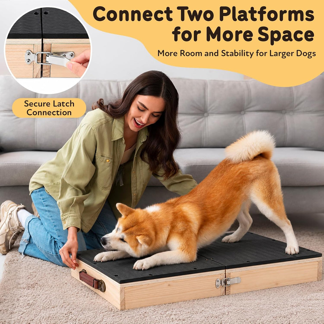 2 PCS Place Board Wooden Connectable Dog Training Platform, Black