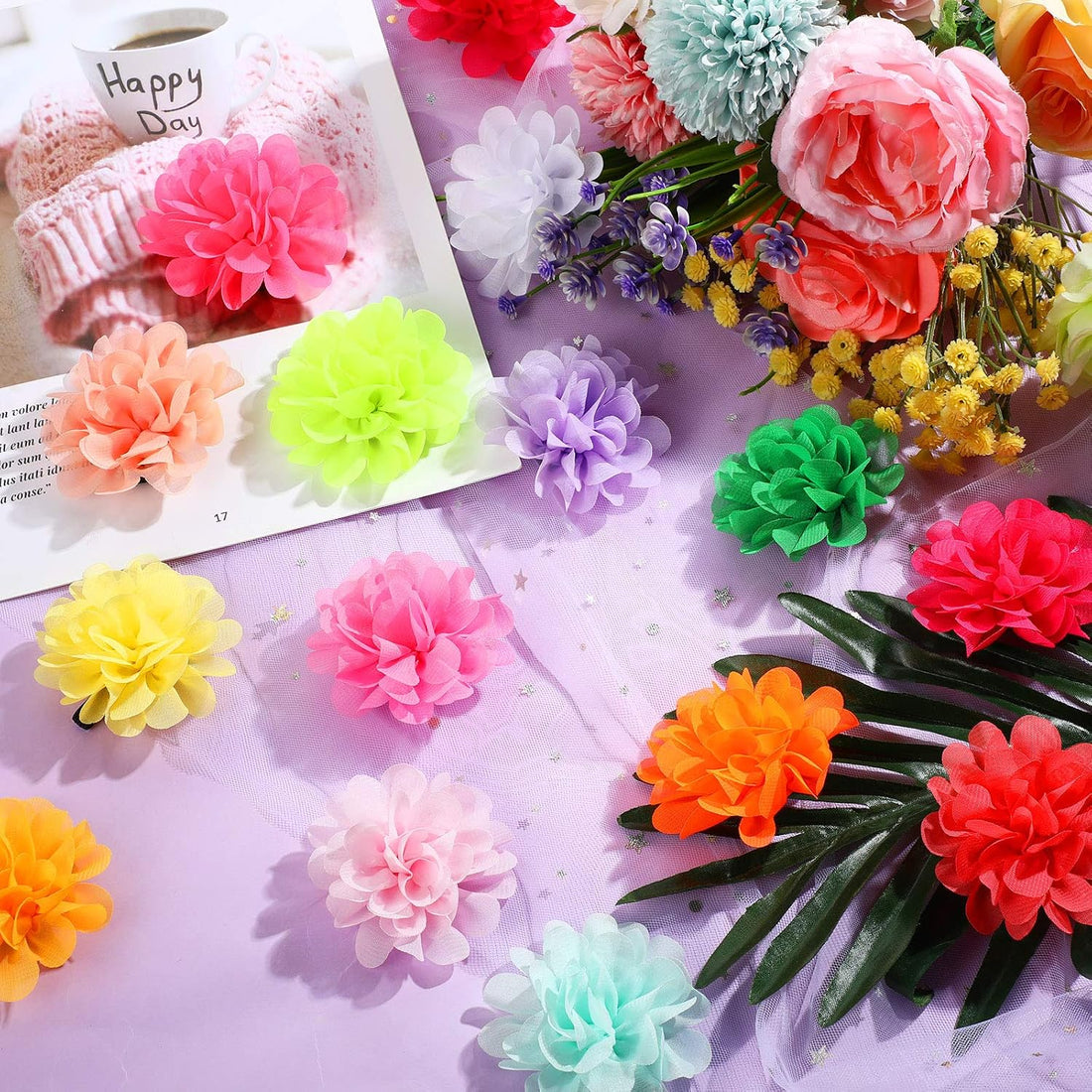 WILLBOND 30 Pcs Dog Collar Flowers Bulk for Puppy Cat Grooming