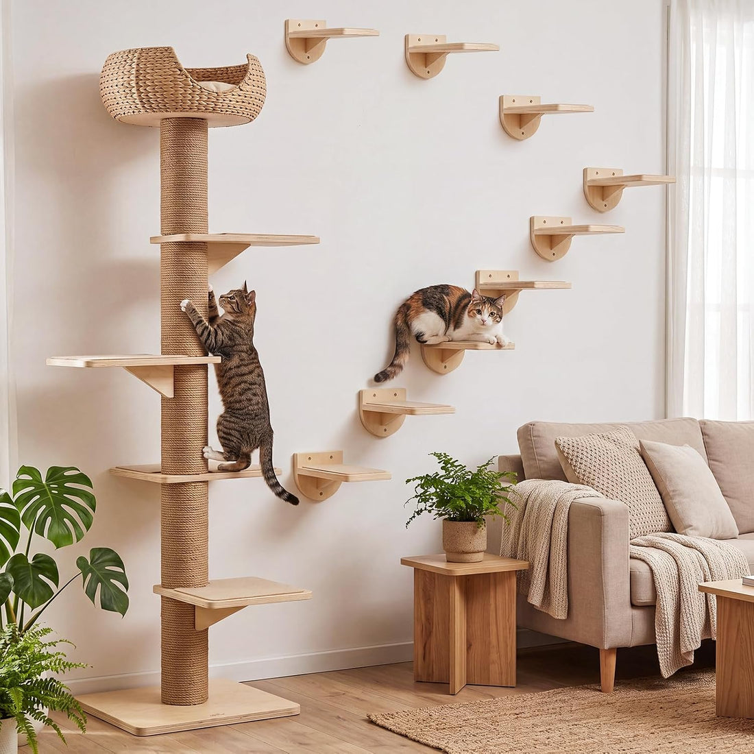 SiliFine Cat Wall Stairs Climbing Steps, Set of