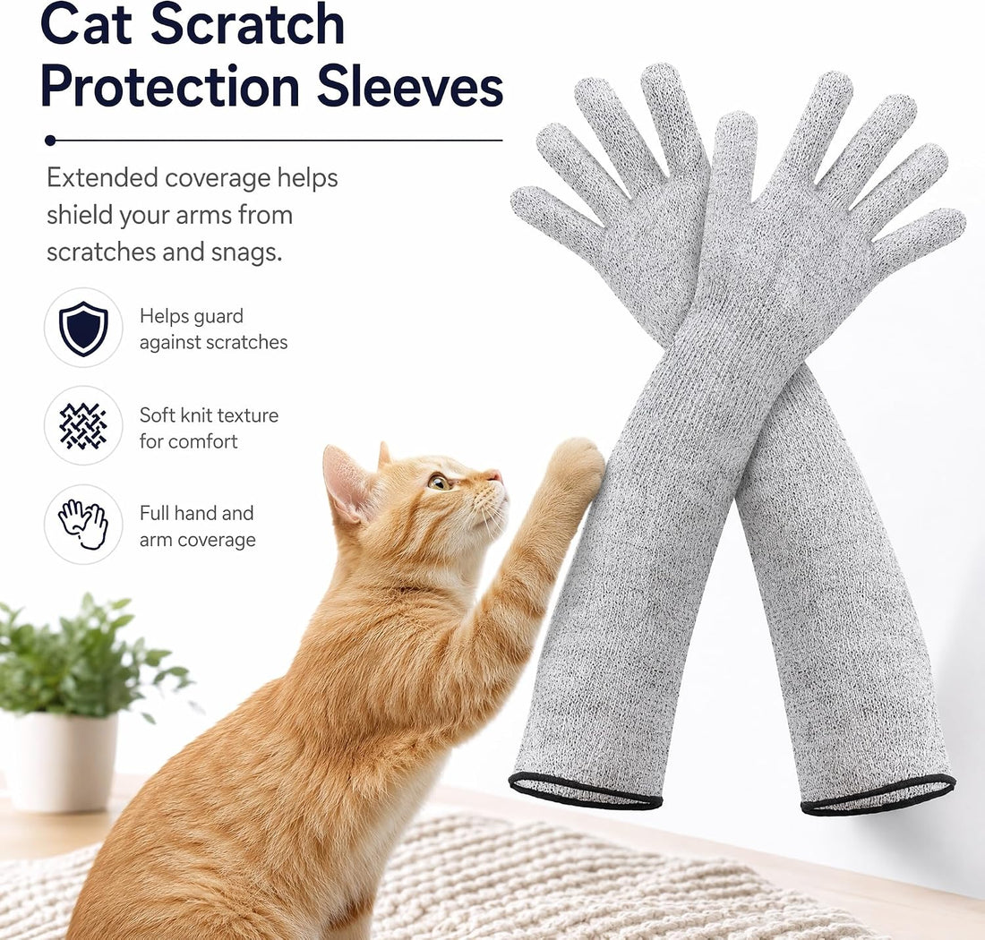 Cat Gloves Bite Proof,15.7" Grooming Gloves for Cats Cat Handling