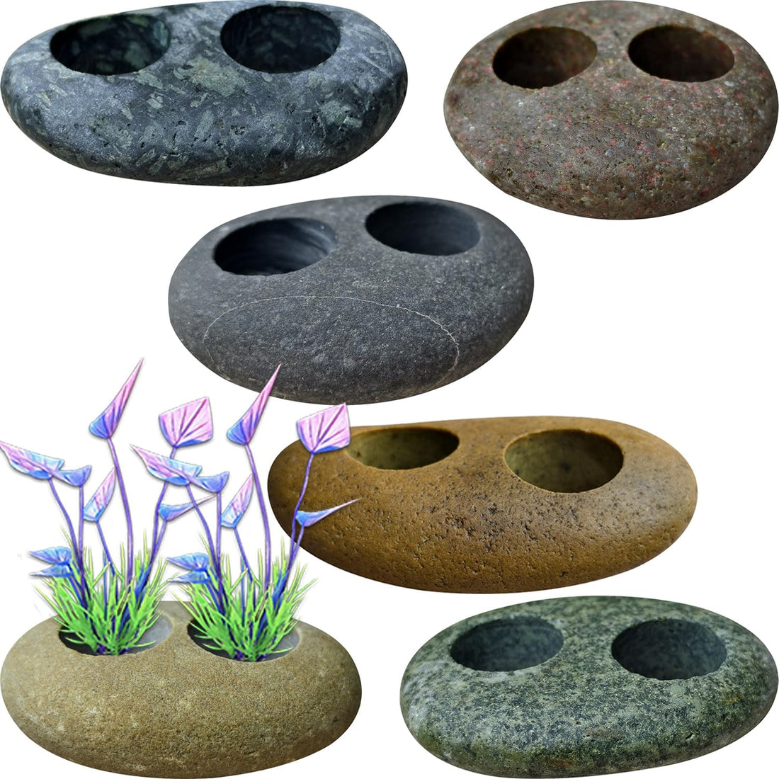 Natural River Stone Plant Weights for Aquarium