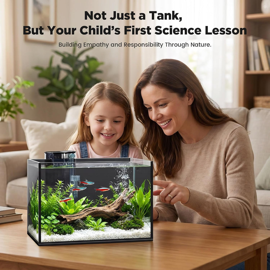 2 Gallon Small Fish Tank with Light and Filter Desktop Aquarium