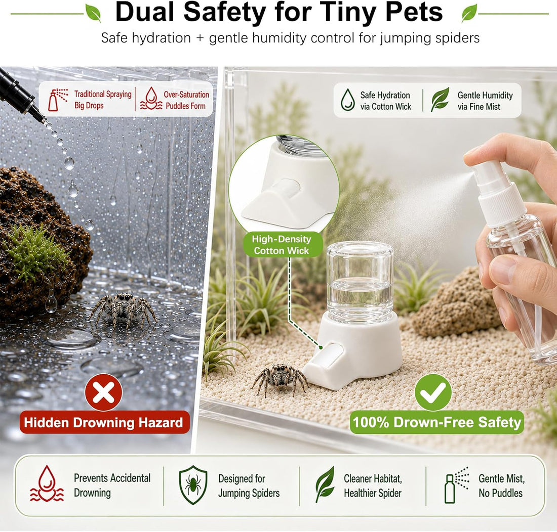 15 Pcs Jumping Spider Water Dispenser Set,Drown-Free Capillary