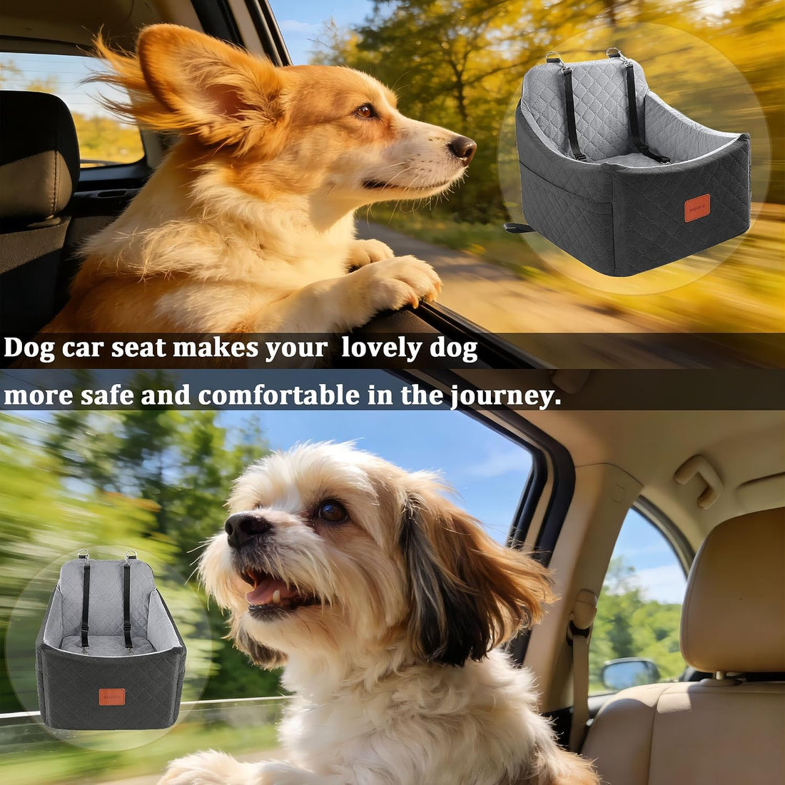 Dog Car Seat for Small Medium Dogs,Detachable Washable Dog Booster