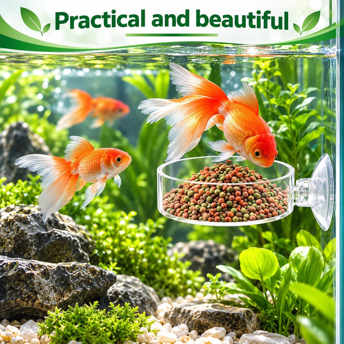 2 Pack Acrylic Shrimp Feeding Dish 60mm Tank Feeder with Suction Cup