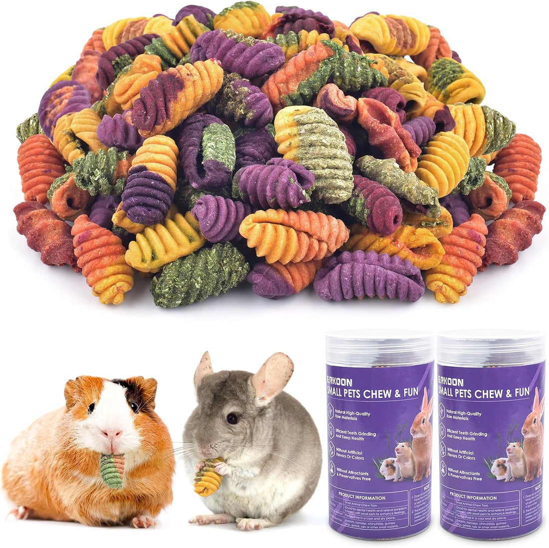 ERKOON Chinchilla Treats, Chew Toys for Teeth for Rabbit Guinea Pig