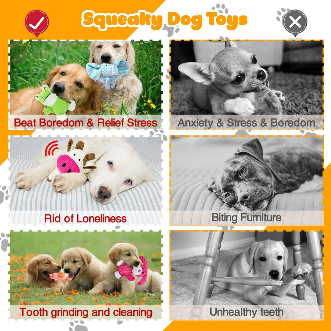 MRSOHRET 5 Pack Dog Toys Squeaky