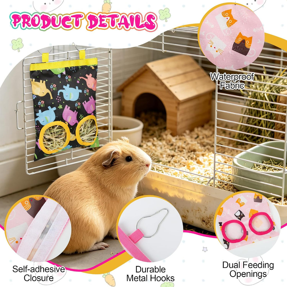 3 Pack Rabbit Hay Feeder Bag
