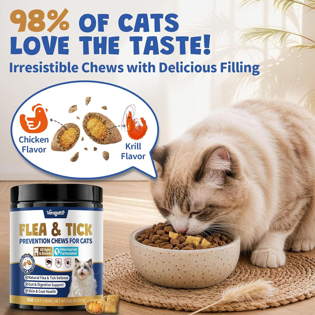 Flea and Tick Prevention for Cats, 500 Oral Cat Flea Treatment