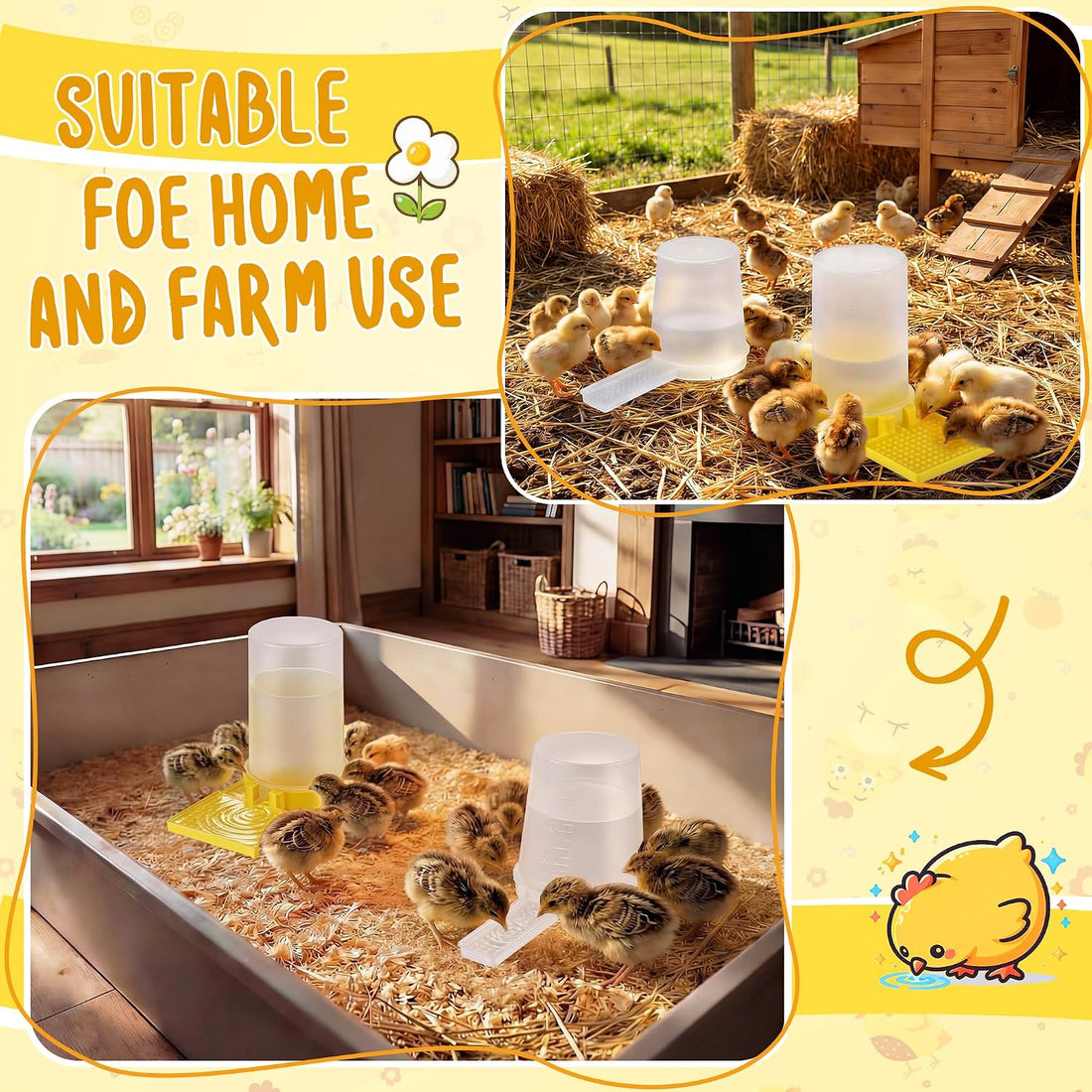 2 Pack Quail Water Feeder, Anti Drowning Design, 400ml