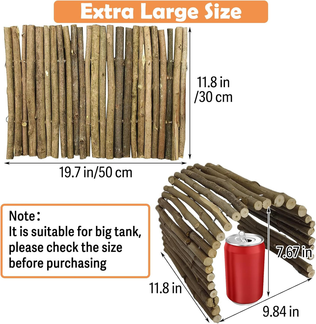 Hamiledyi Extra Large Tortoise Hide Reptile Hideout Wood Turtle Tunnel