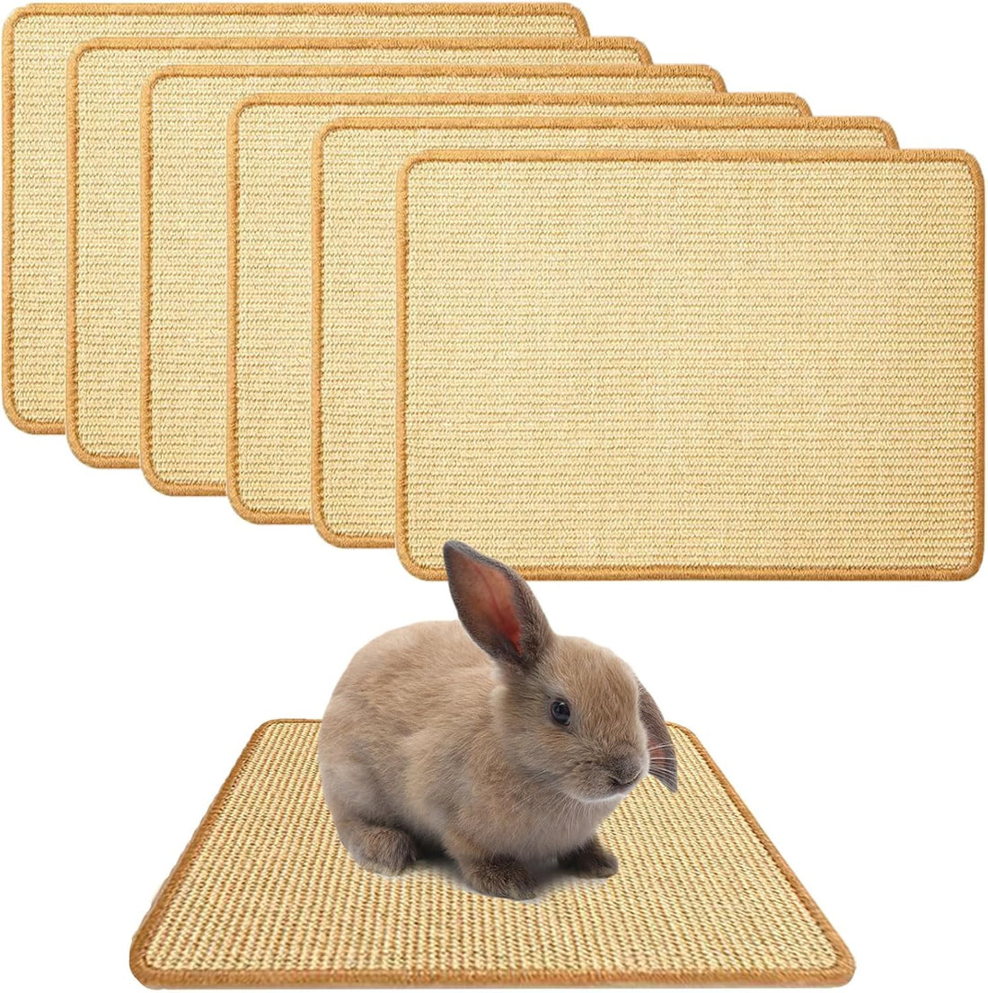 2PCS Rabbit Scratch Mat, Natural Bunny Pad Claws and Teeth Care, 16x12