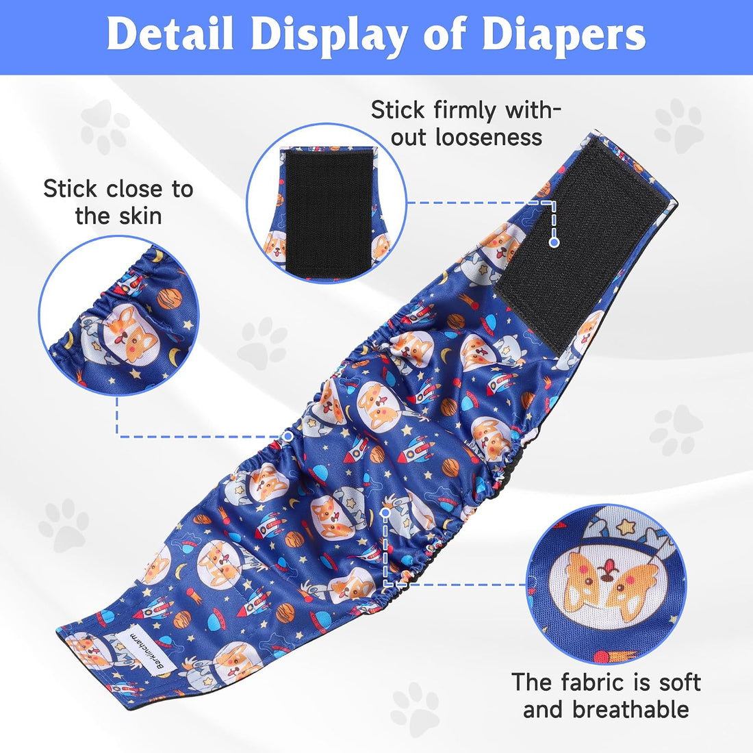 5 Pack Dog Diapers Male, High Absorbing Dog Wraps