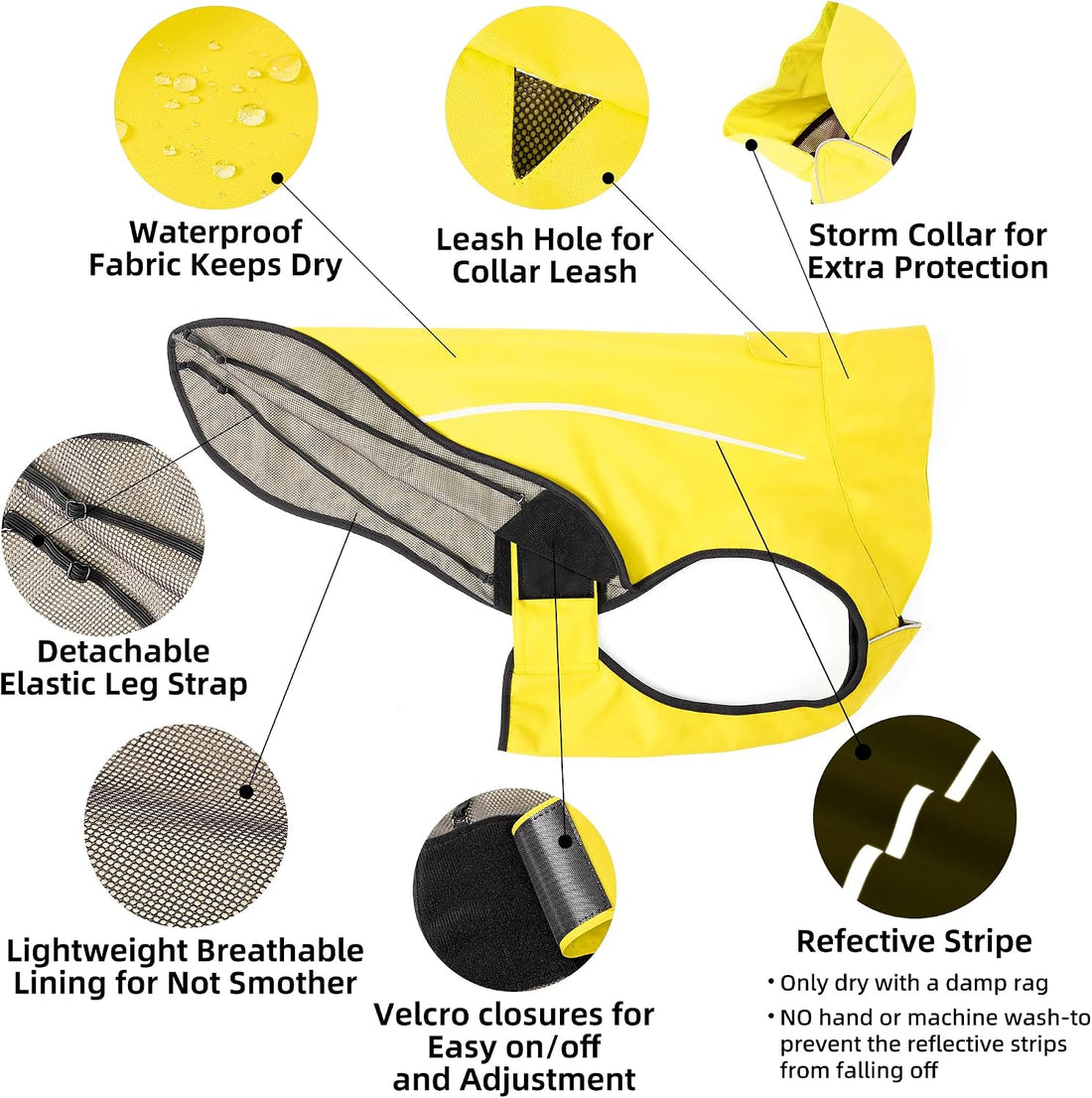 Mile High Life Dog Raincoat, Adjustable Waterproof Reflective Rain
