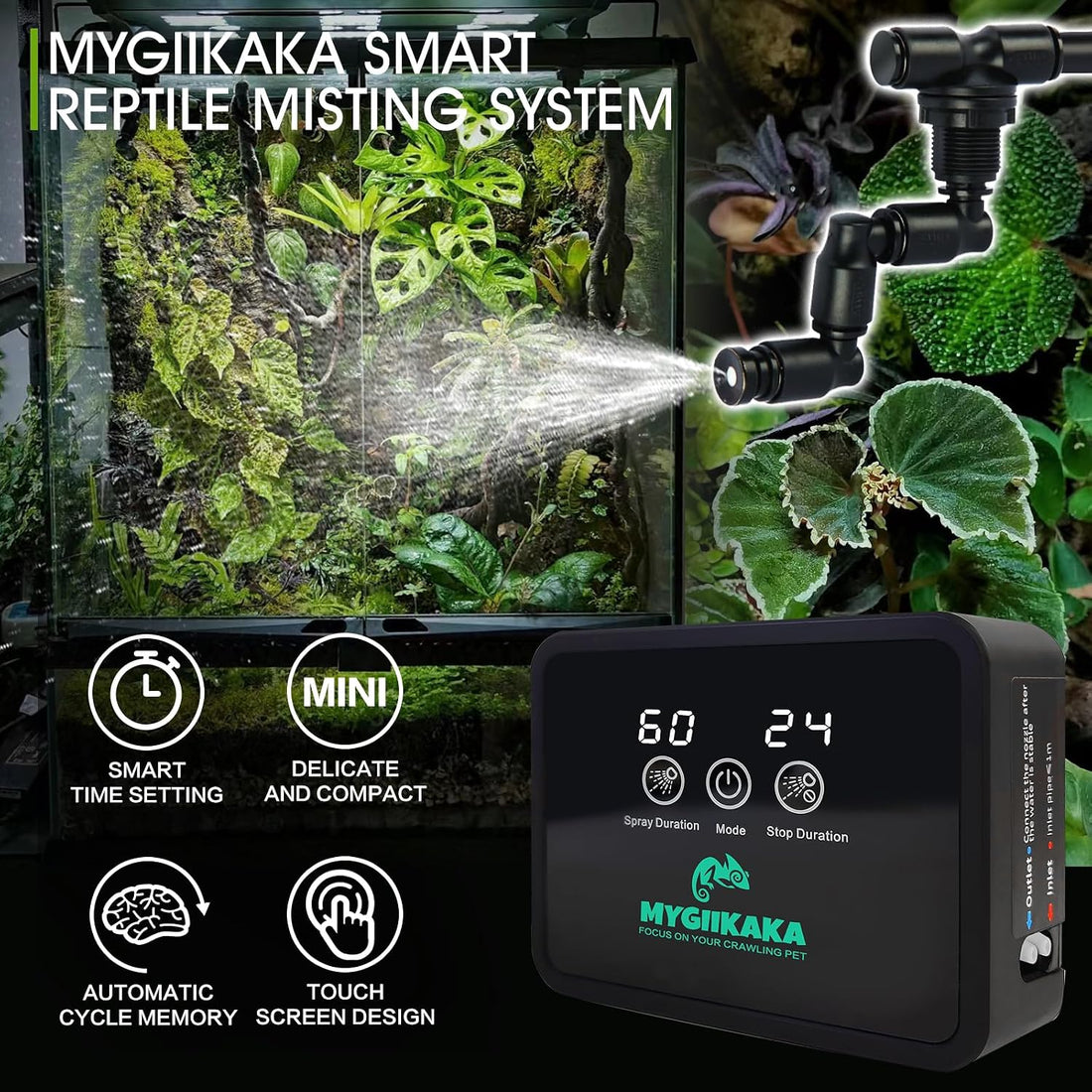 MYGIIKAKA Automatic Reptile Misting System, Reptile Humidifier Fogger