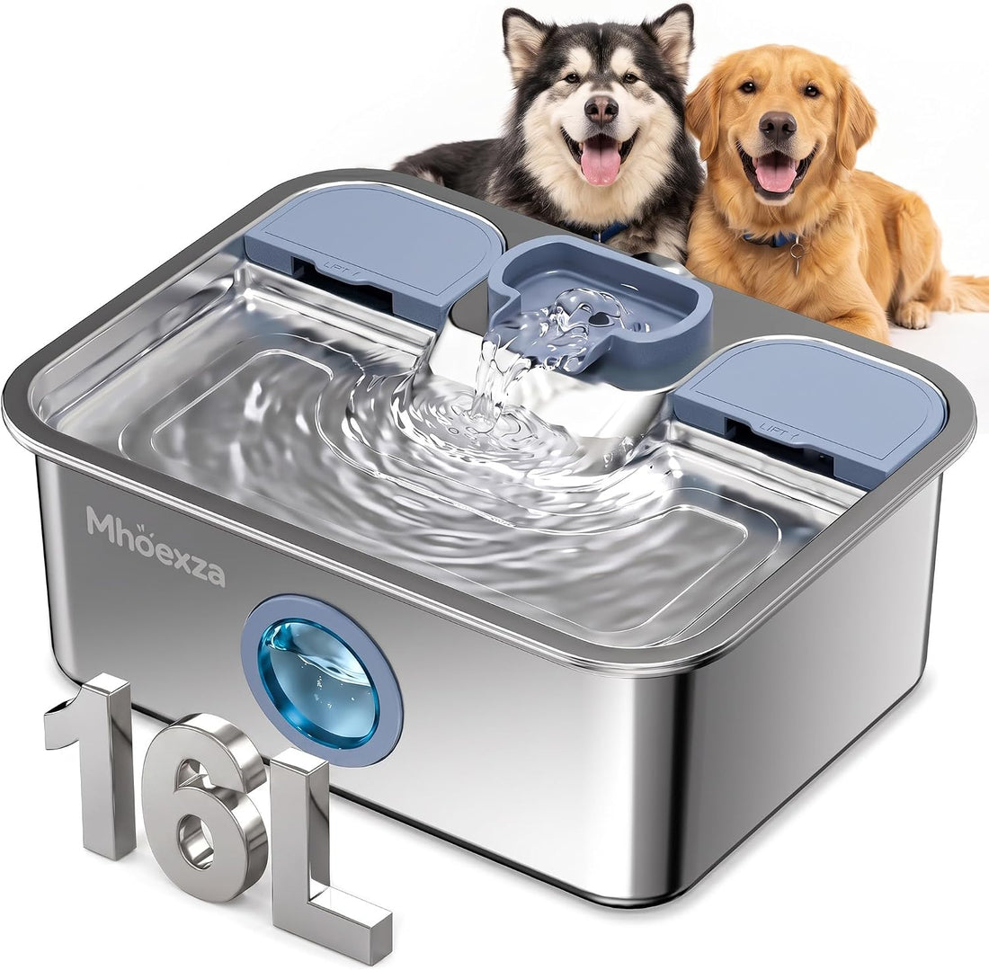 16L/541oz Stainless Dog Water Fountain with Dual‑Set Multi‑Layer