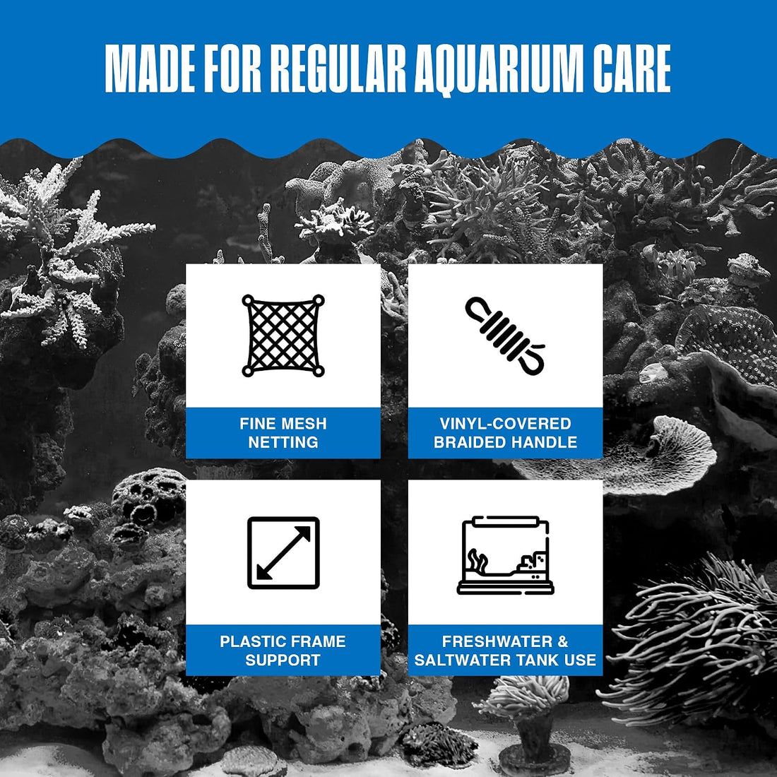 Penn-Plax Quick-Net Aquarium Fish Net - 4 x 3 in Fine Mesh