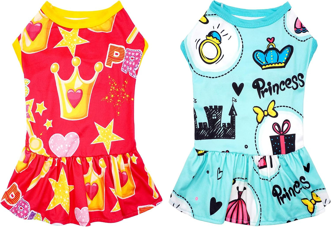 2PCS Halloween Dog Dresses for Medium Dogs Skirts Sundress M