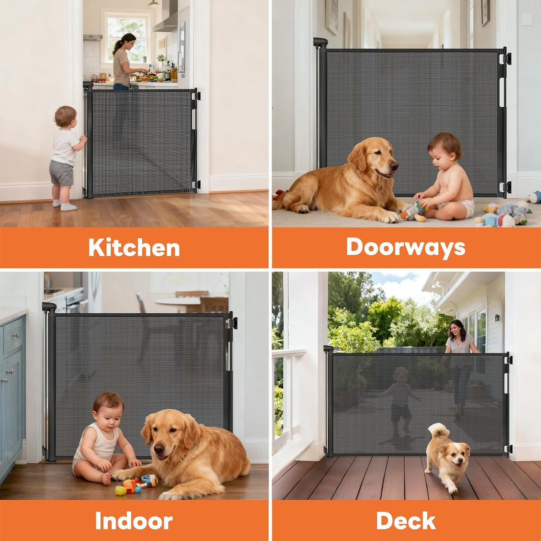 Retractable Baby Gate for Stairs and Doorways