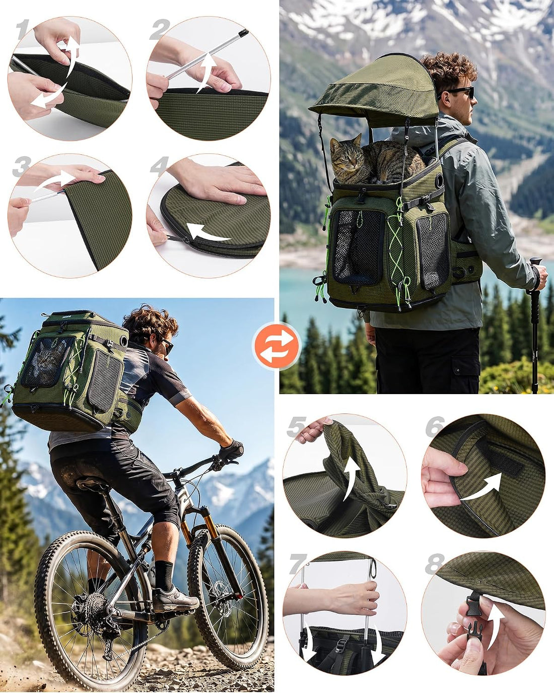 Pecute Cat Backpack Carrier,Pet Carrier Backpack for Hiking,Ergonomic