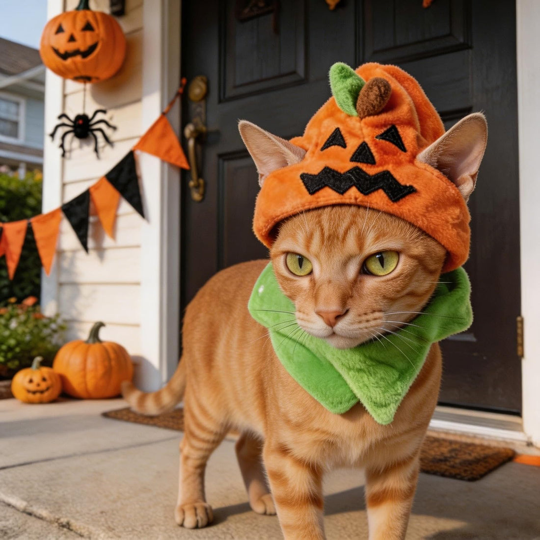 Orgrimmar Halloween Pumpkin Kitty Cat Hat Cosplay Cap Collar Costume