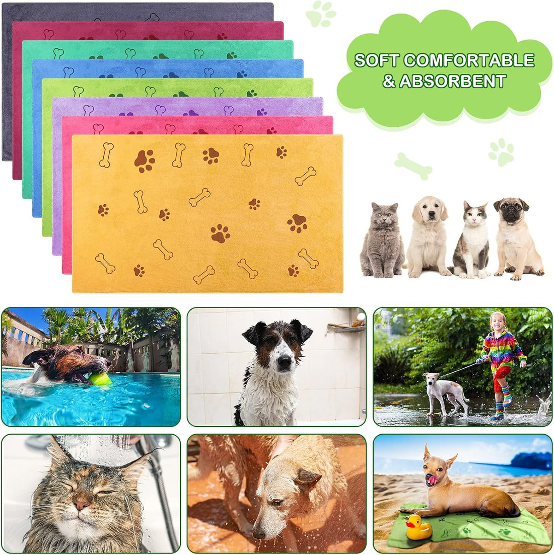 Chumia 8 Pcs Dog Towel for Drying