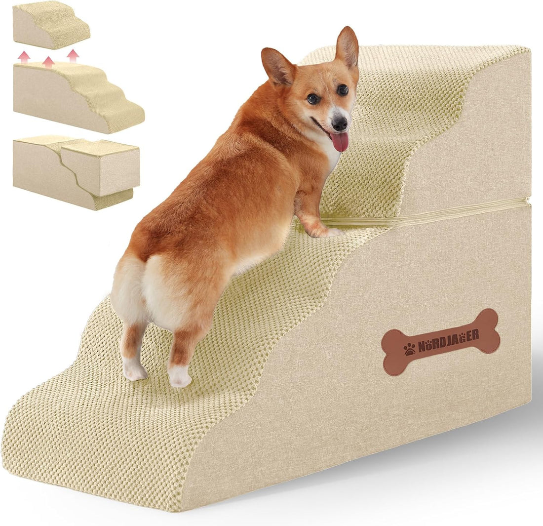 Dog Stairs 4 Steps for Small Dogs and Cats to Get on High Beds