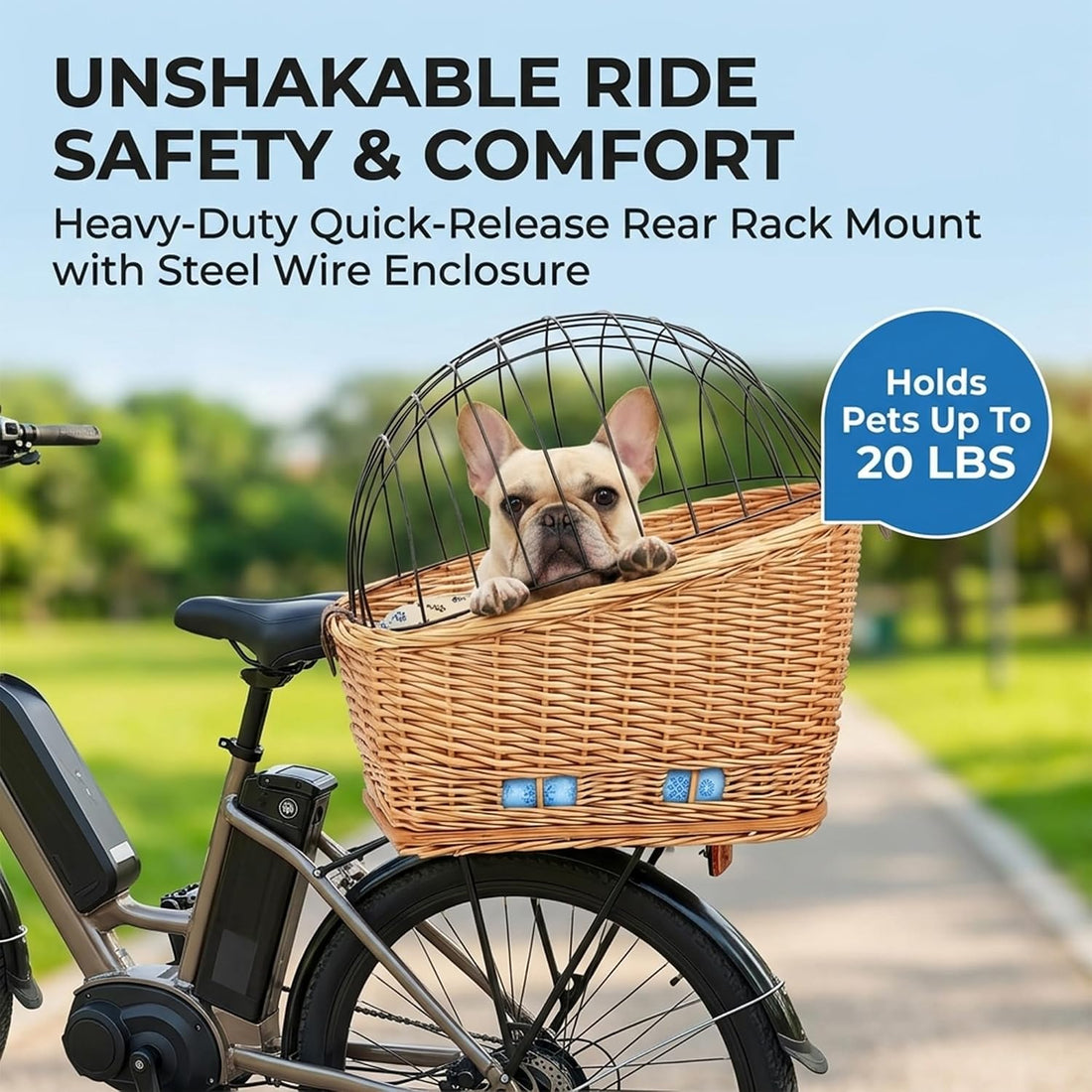 Dog Carrier for Bike Rear Rack Mount Small Pets 20 lbs