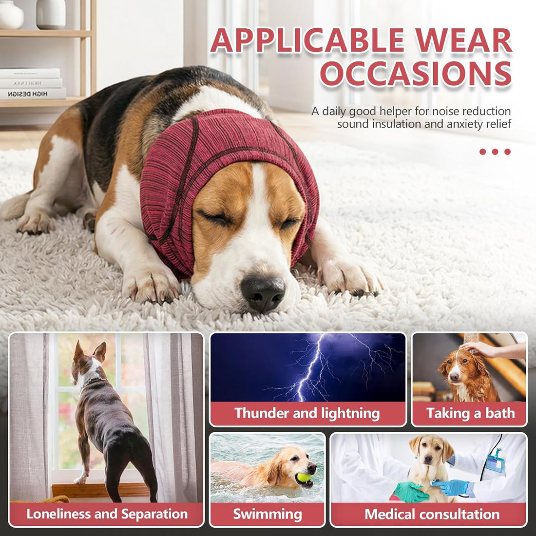 Nanaki Stretchy Dog Ear Covers for Bath Grooming with Padding