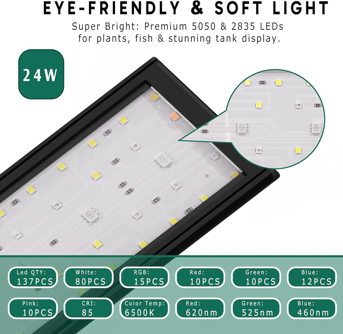 24/7 LED Aquarium Light for 18-24 Inch Plant & Fish Tank