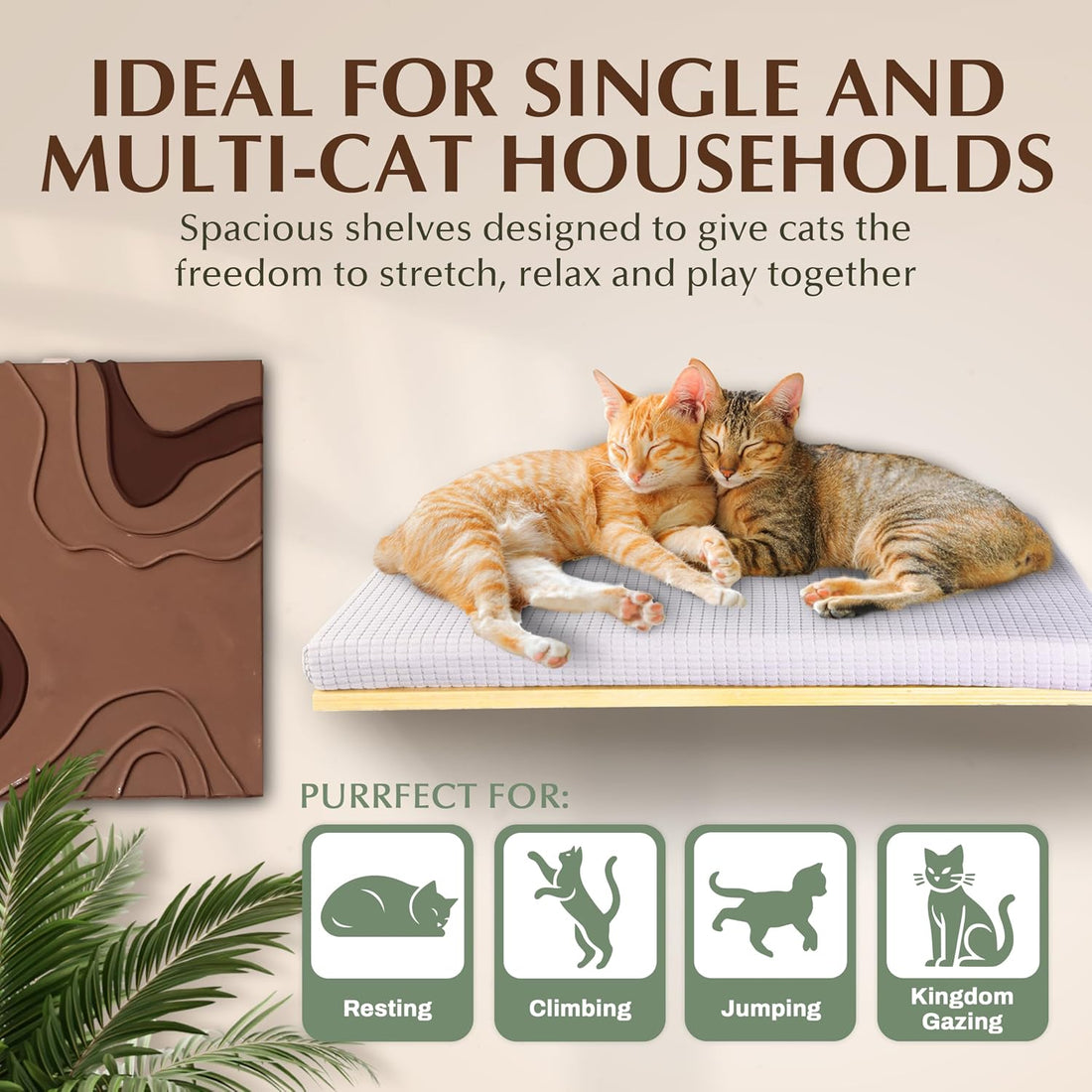 Extra Large 23.6”x12.6” CALLICO HAVEN- Stylish Cat Wall Shelves
