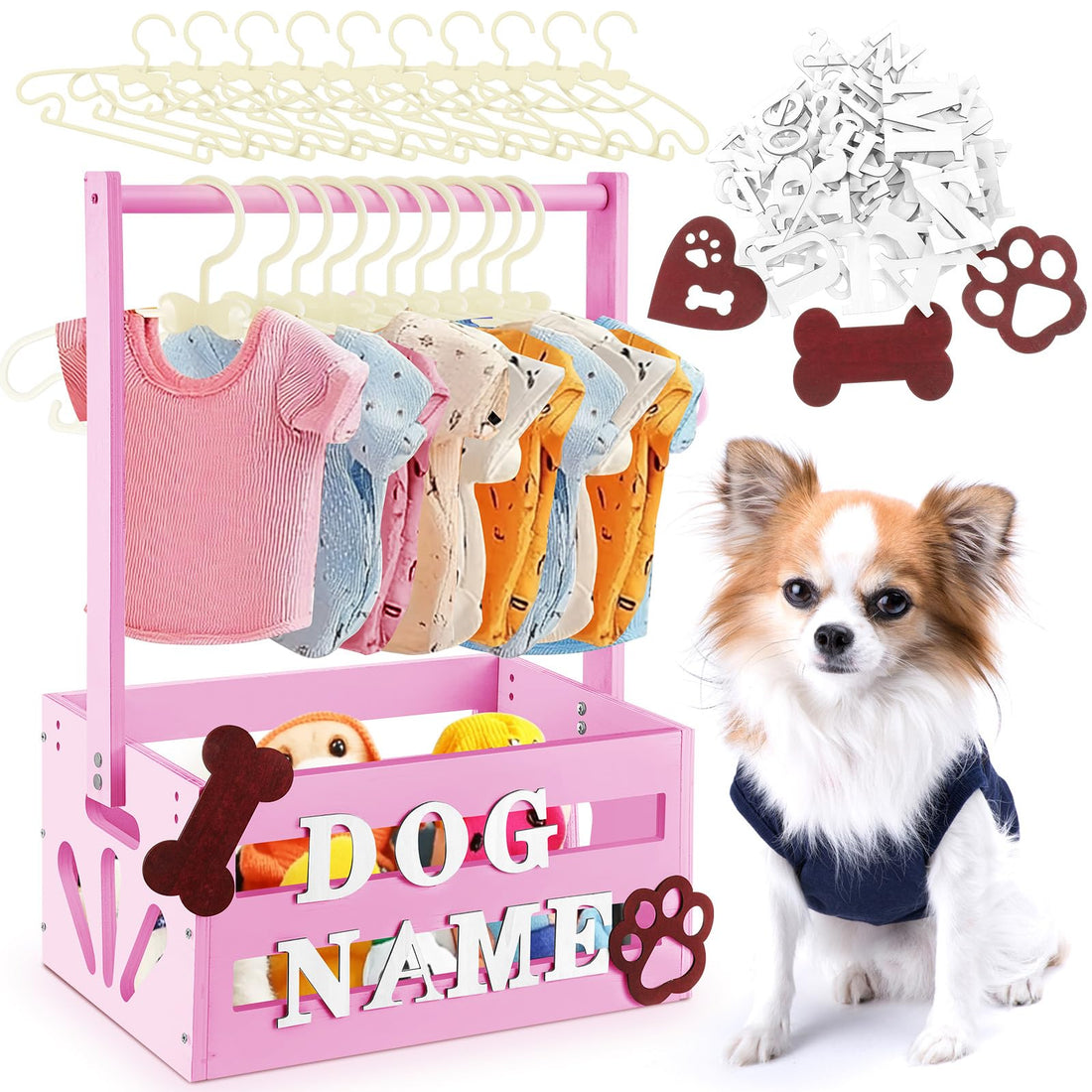 Teenyyou 20 x 13 x 9 Wooden Dog Closet Pet Wardrobe Crate Box