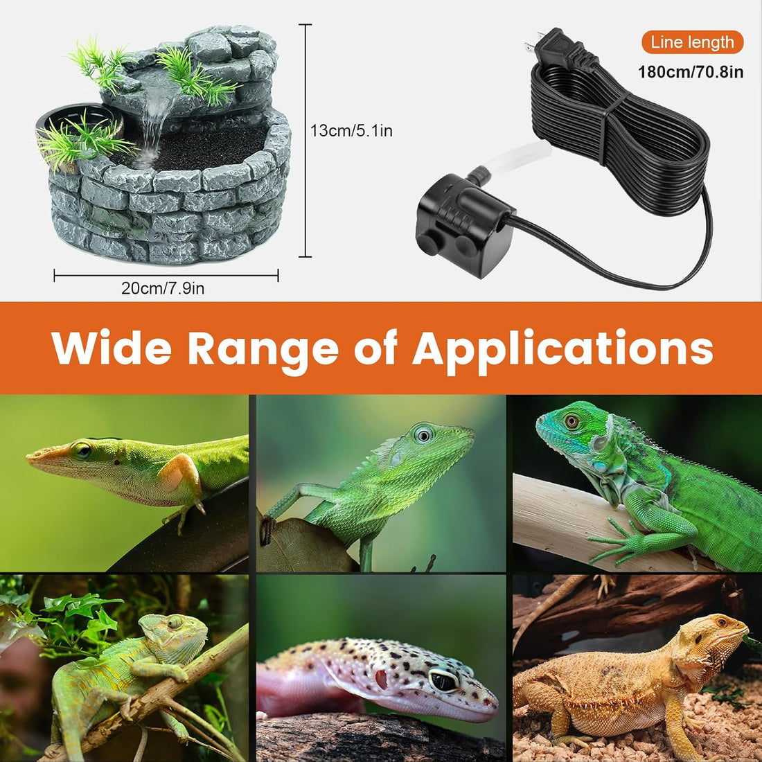 MIXJOY 2 in 1 Reptile Water Fountain with Food Dish 550ML