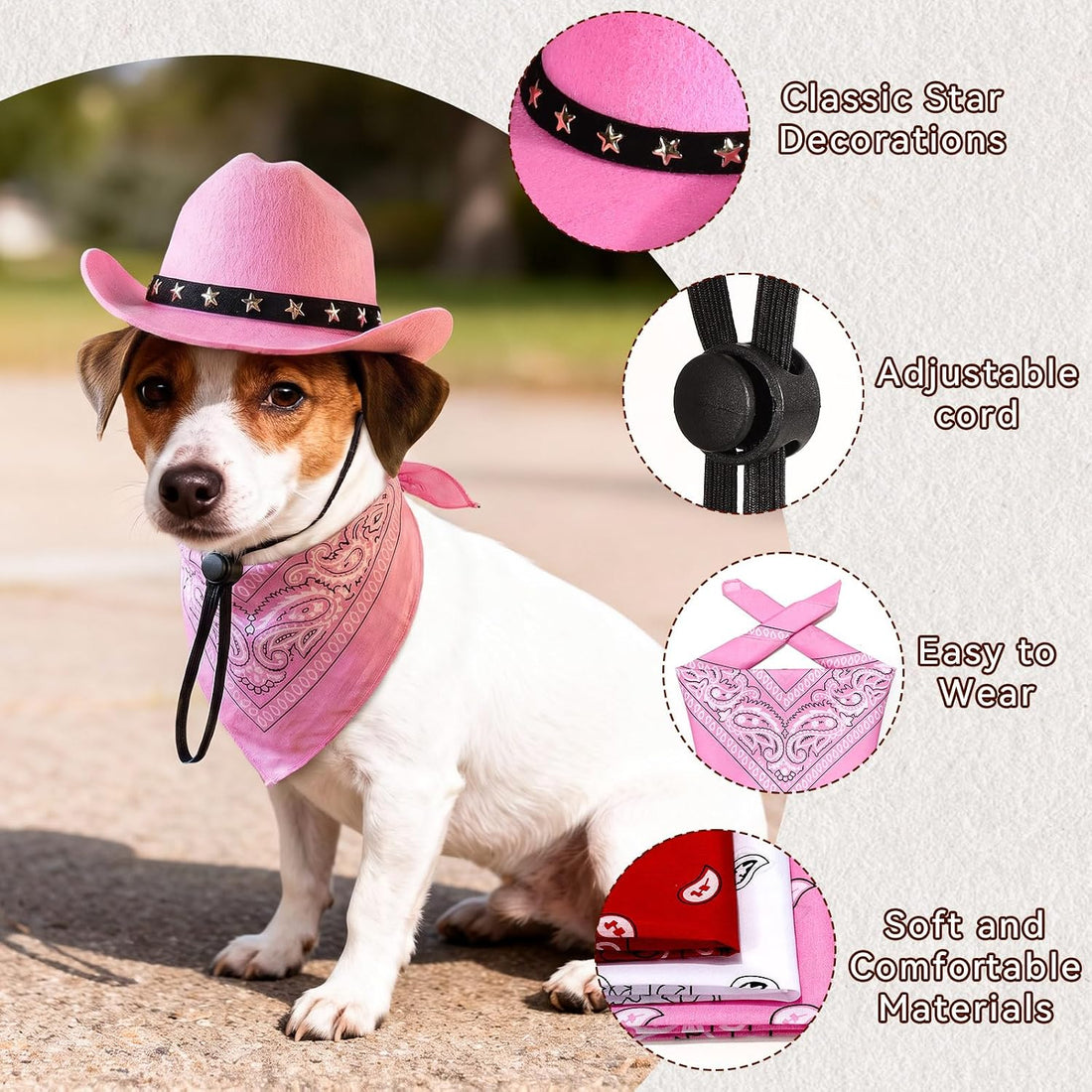 Pet Cowboy Costume, Dog Cowboy Hat with Bandana Scarf