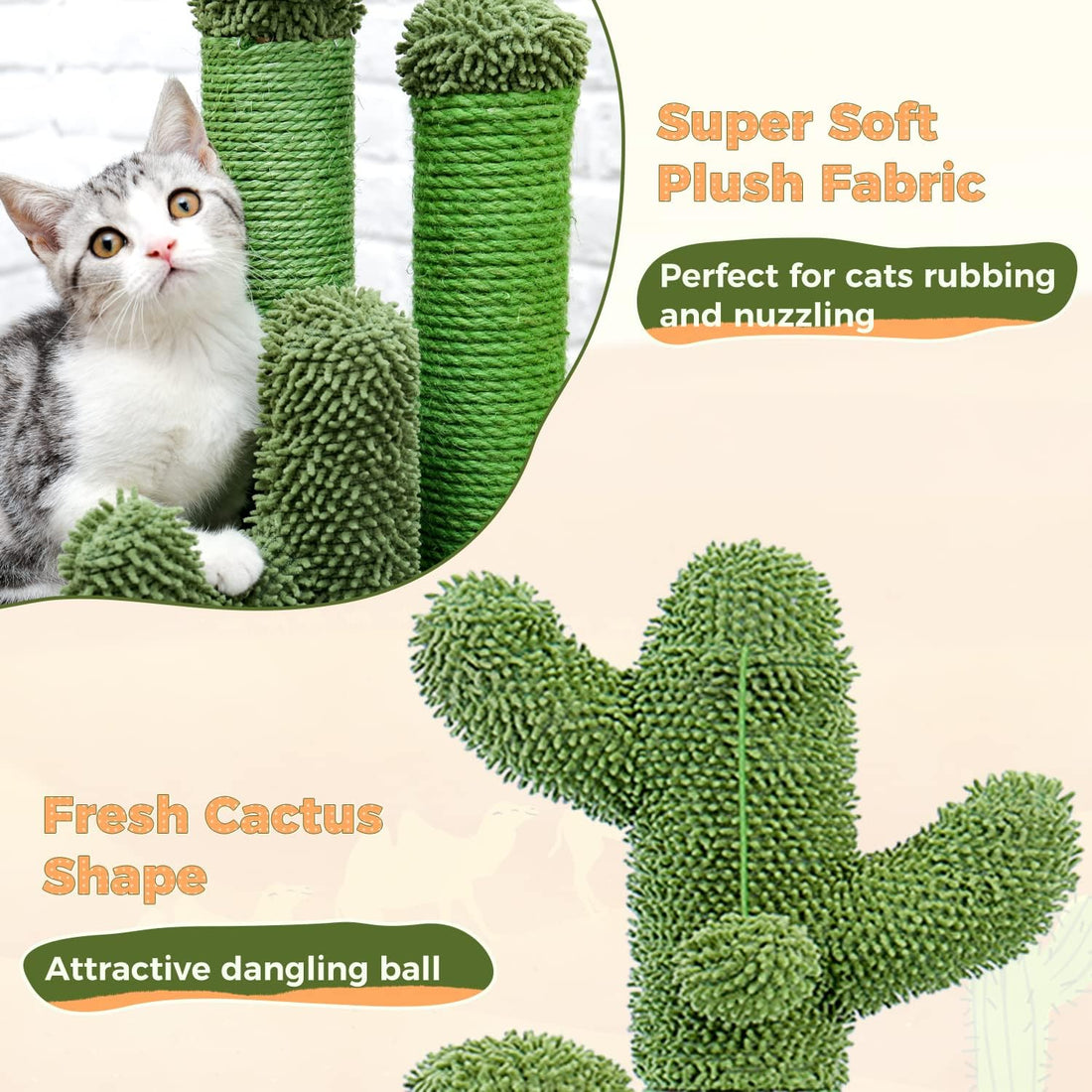PAWZ Road Cat Scratching Post Cactus Cat Scratcher Featuring with 3