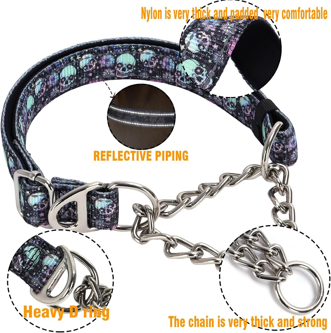 Choke Collar for Dogs,Chain Martingale Dog Training Pulling Collar