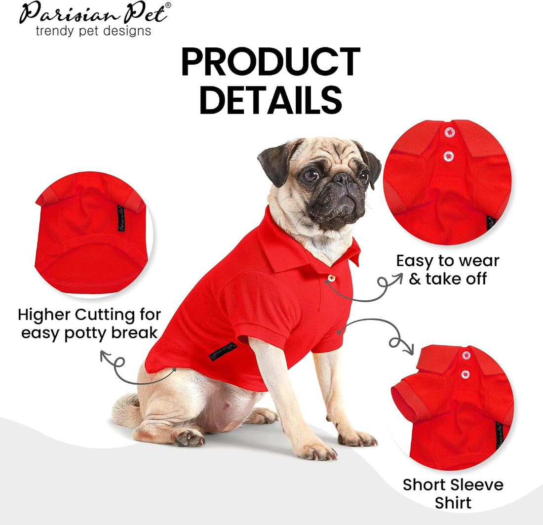 Parisian Pet Dog Polo Shirt – Classic Red Cotton Pet Apparel