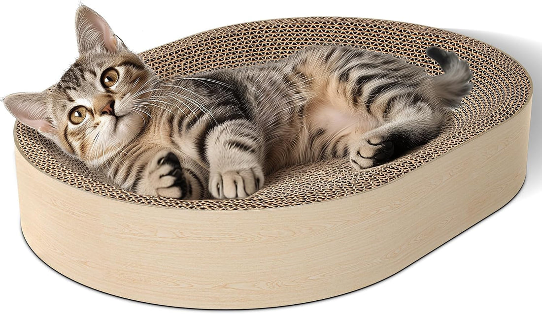 ComSaf Cat Scratcher Bed, Oval Cardboard Scratching Board for Indoor