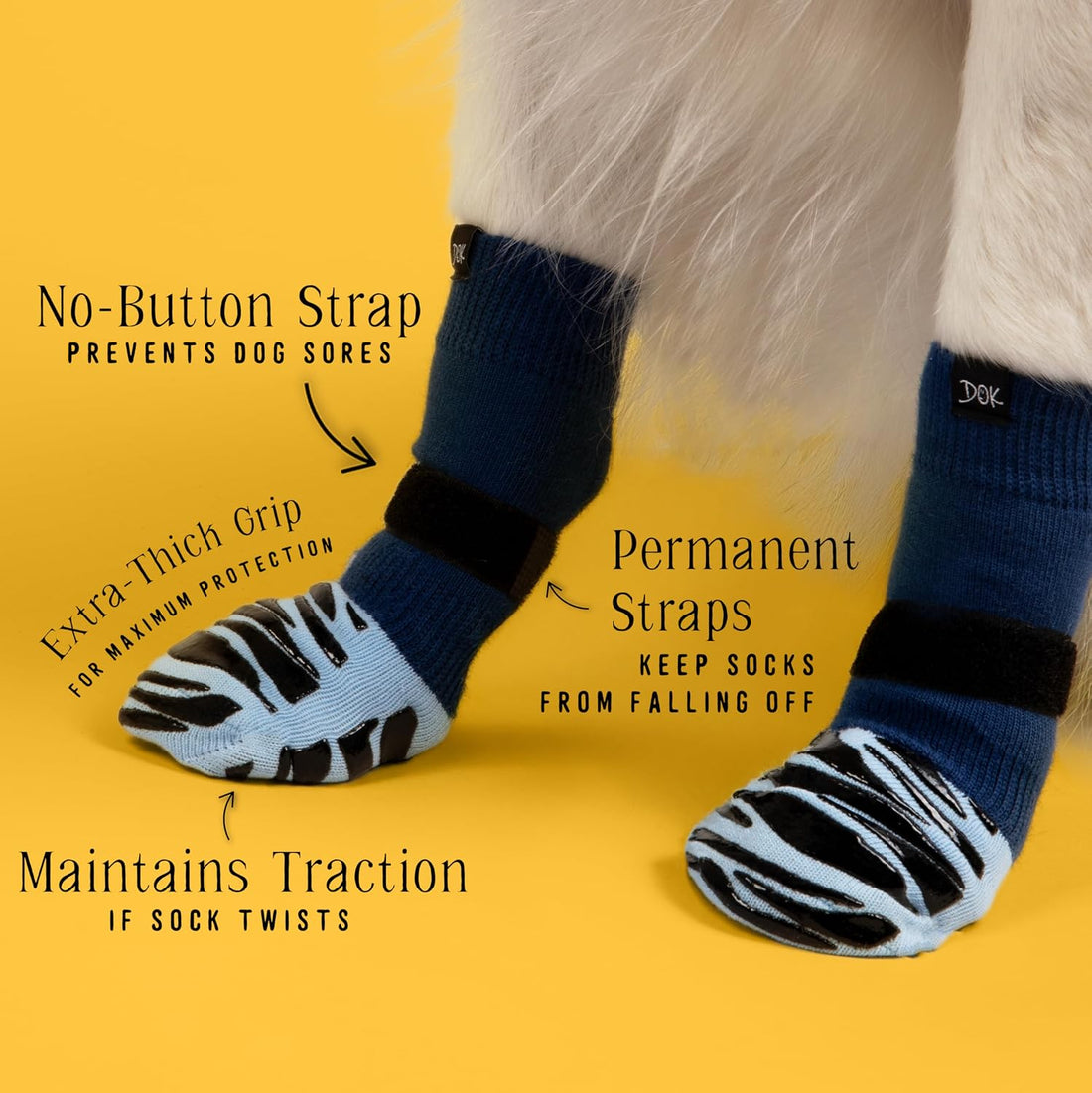 DOK TigerToes Premium Non-Slip Dog Socks for Hardwood Floors