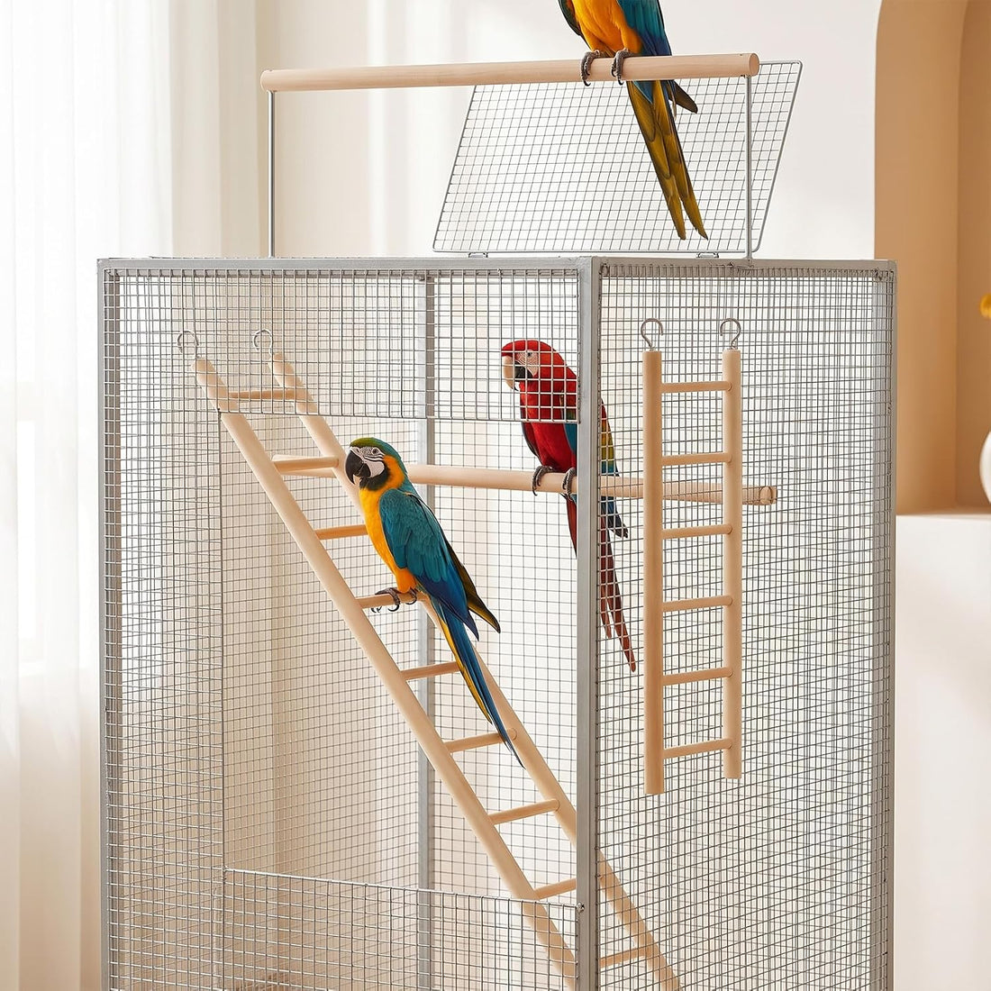 Andibro 2 Pack Bird Ladder for Cage, Wooden Bird Cage Accessories