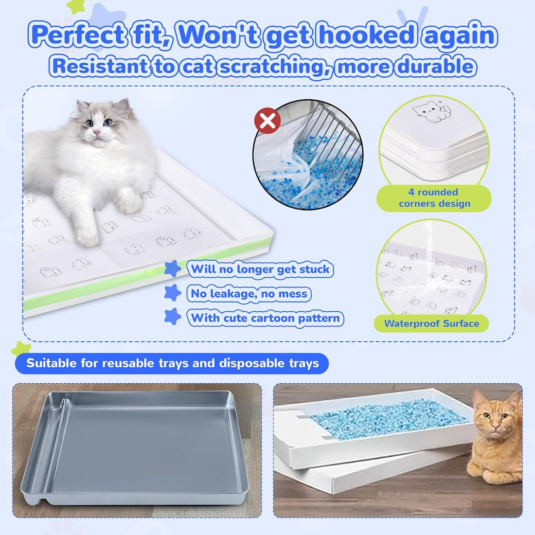 Cat Litter Liners for Pet Scoop Free Crystal Litter Tray